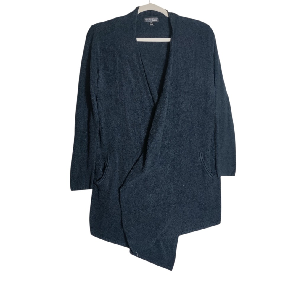 Barefoot Dreams CozyChic Lite‎ Cardigan L/XL Navy Blue Wrap Sweater Style 903
